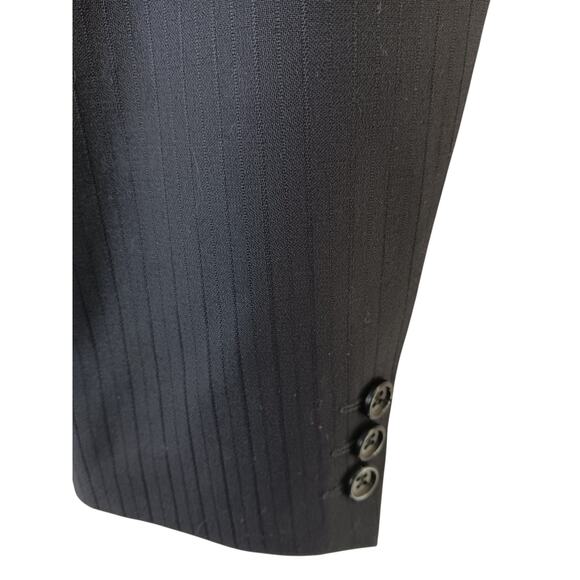 Cecil Gee Navy Blue Blazer Jacket 48 Made in Switzerland Viscose Pinstripe Hole - Picture 12 of 16